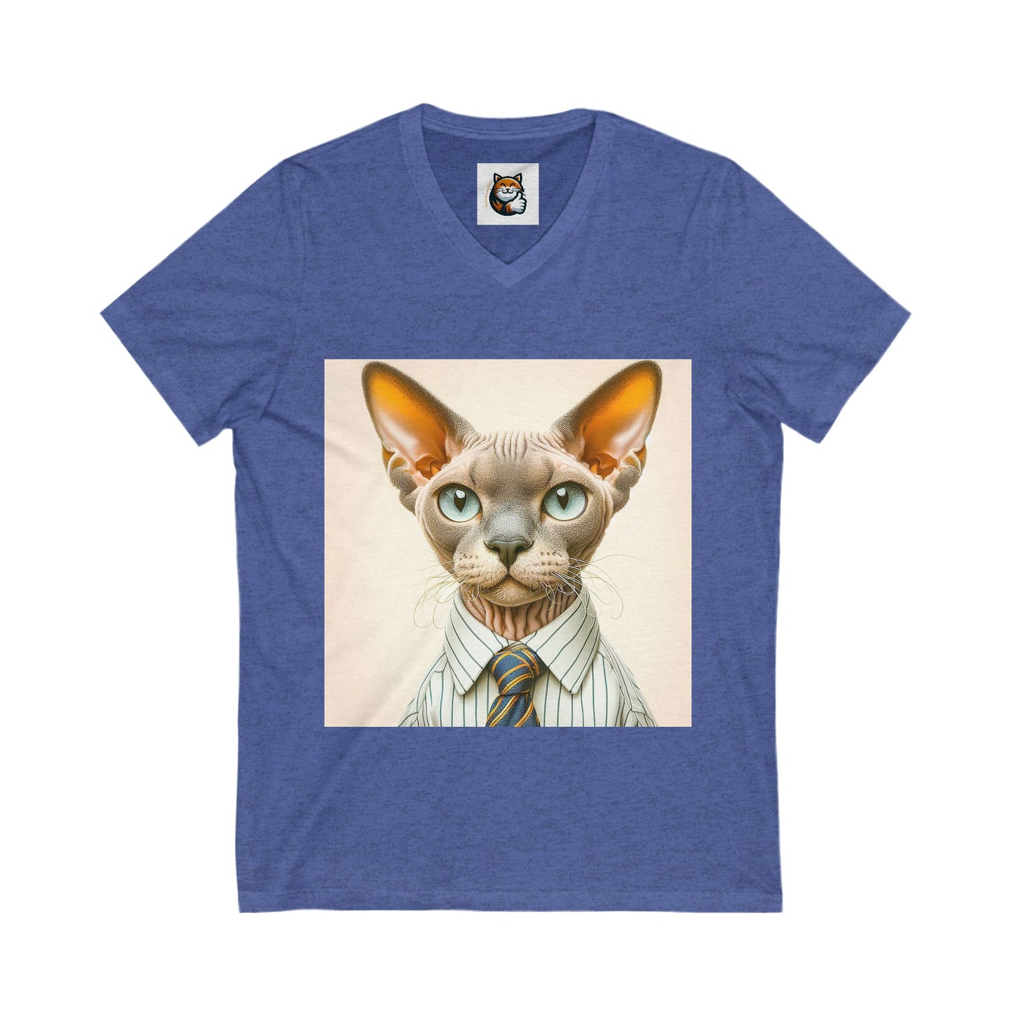 Devon Rex business man  Unisex Jersey Short Sleeve V-Neck Tee