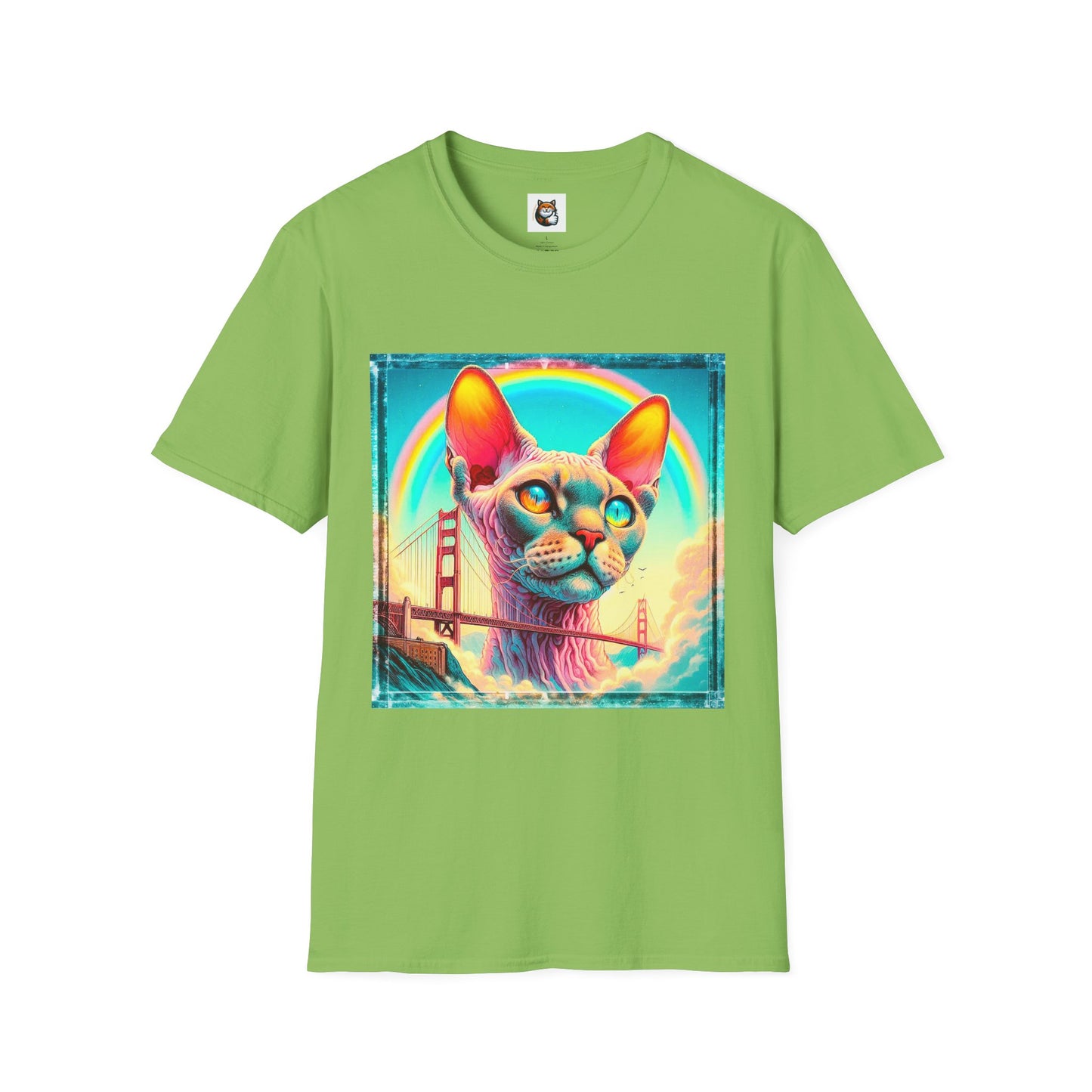 Devon Rex Cat rainbow  Softstyle T-Shirt