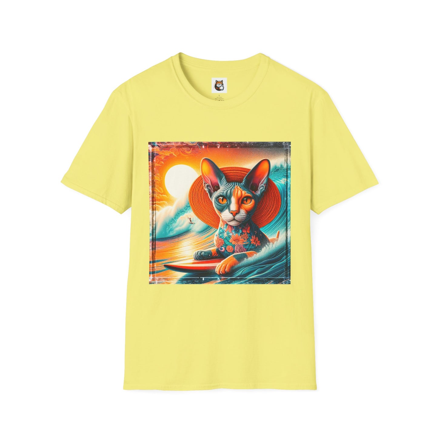 Devon Rex Cat hawaiian surfer Softstyle T-Shirt