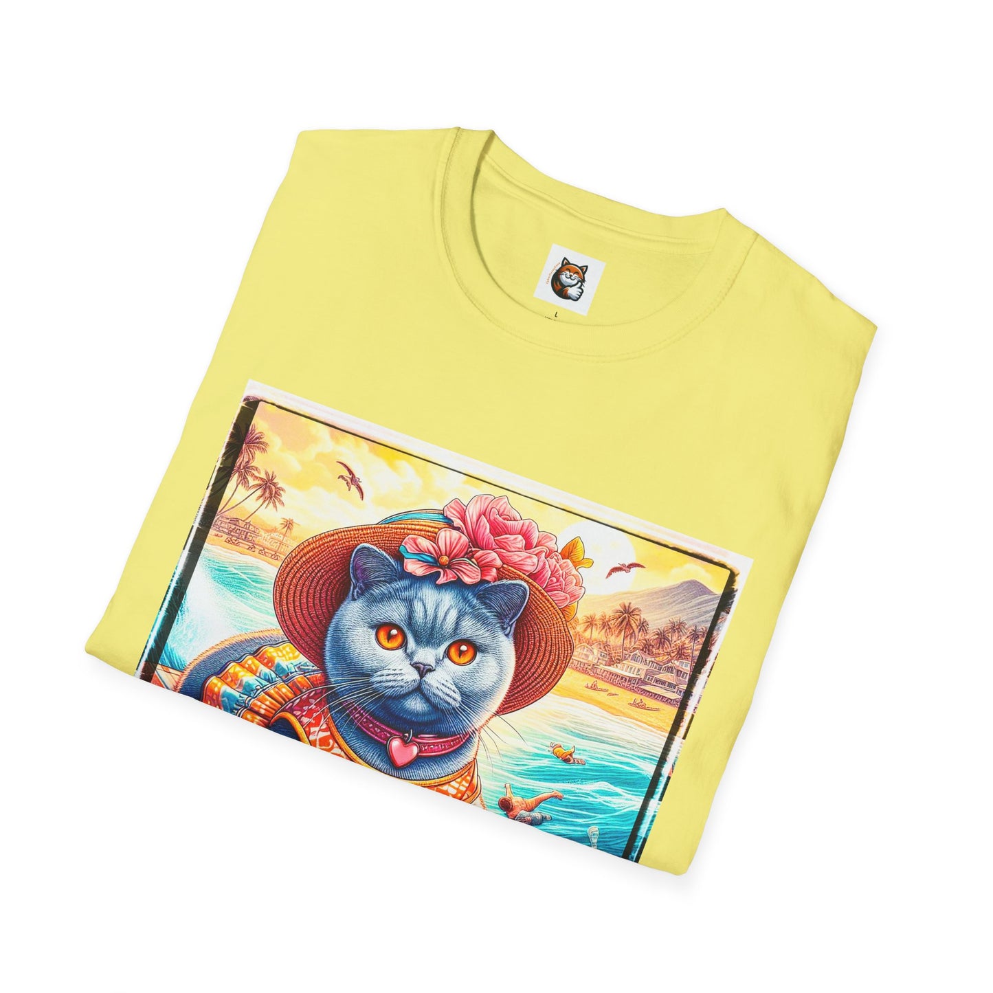 British Shorthair pretty surfer girl Softstyle T-Shirt