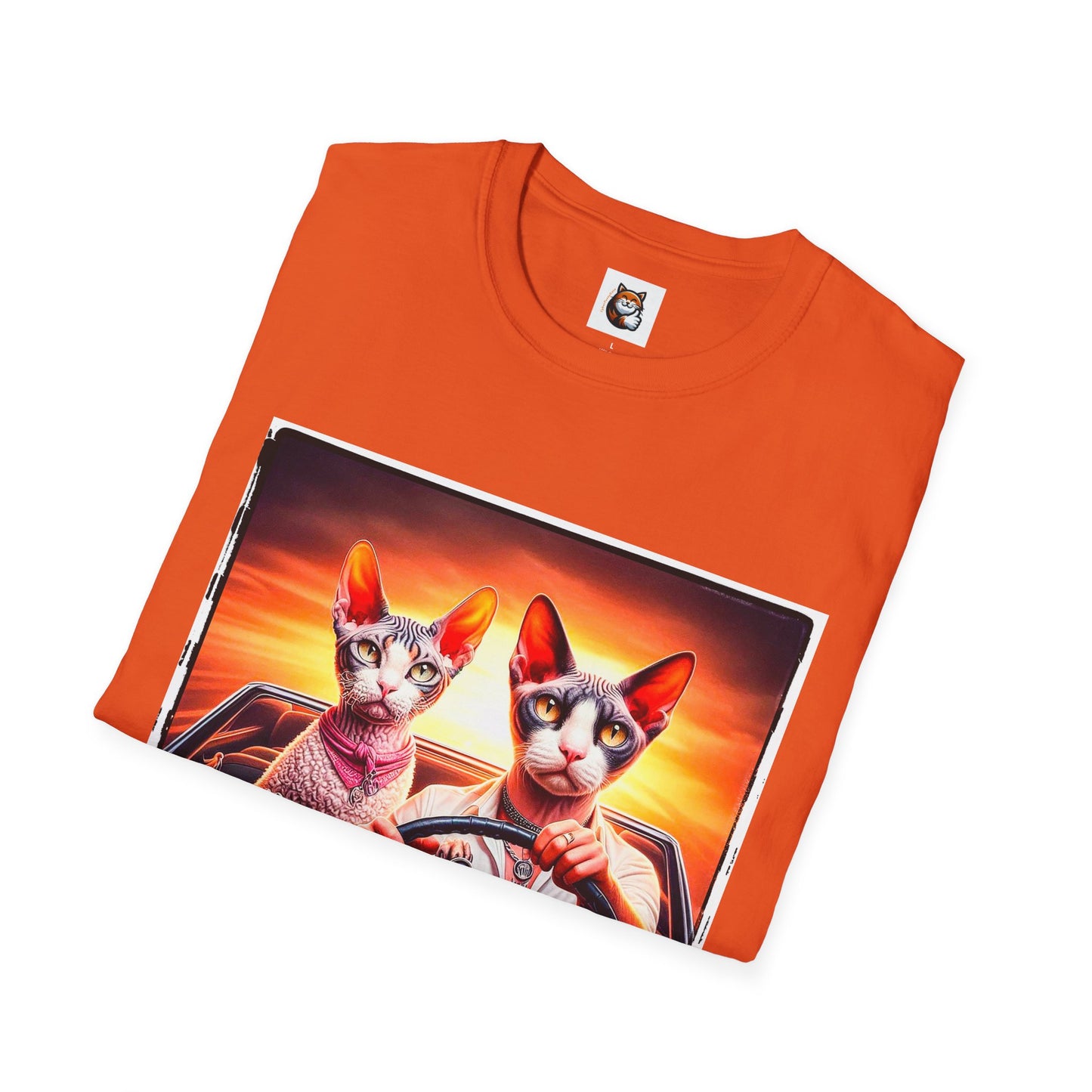 Wacky  Devon Rex Cats driving  Unisex Softstyle T-Shirt
