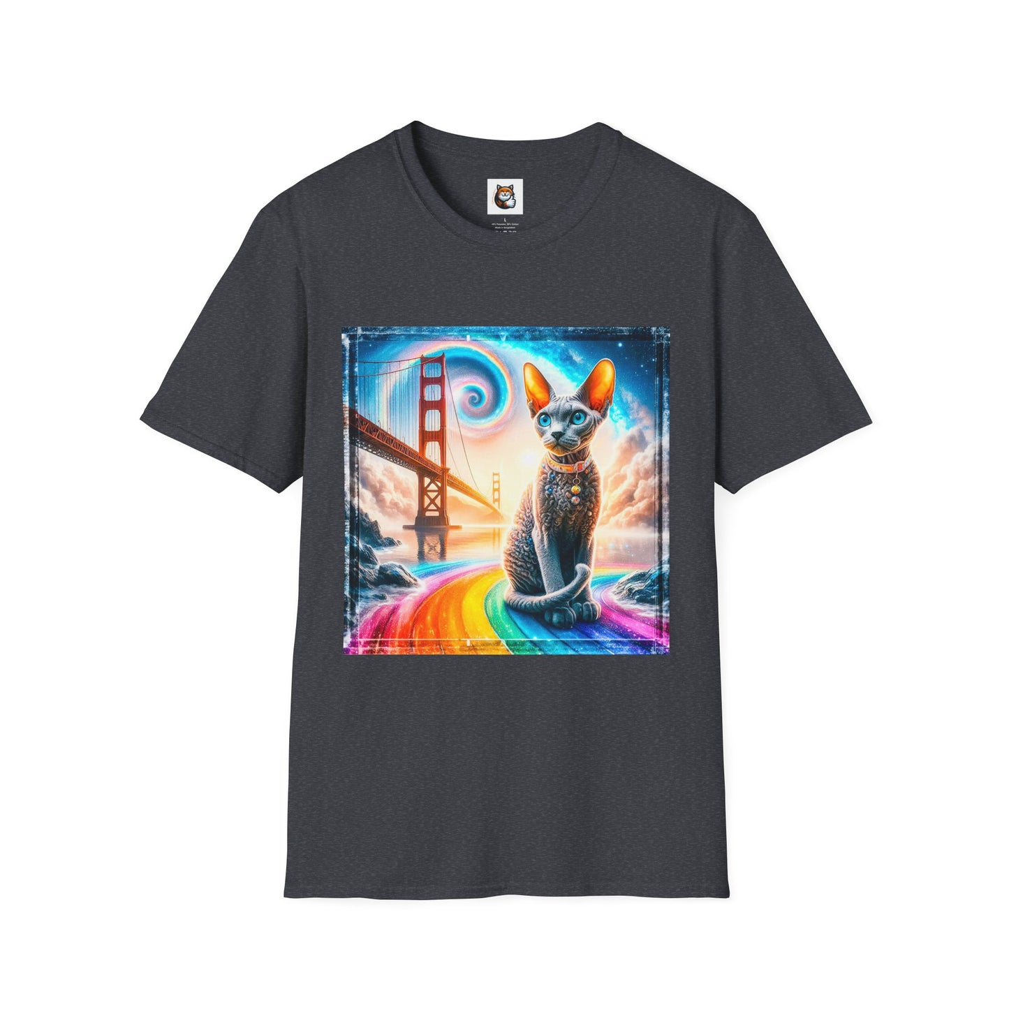 Devon Rex Unisex rainbow bridge Softstyle T-Shirt