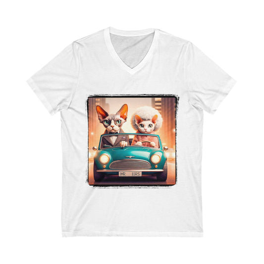 Wacky Devon Rex wacky couple  Short Sleeve V-Neck Tee