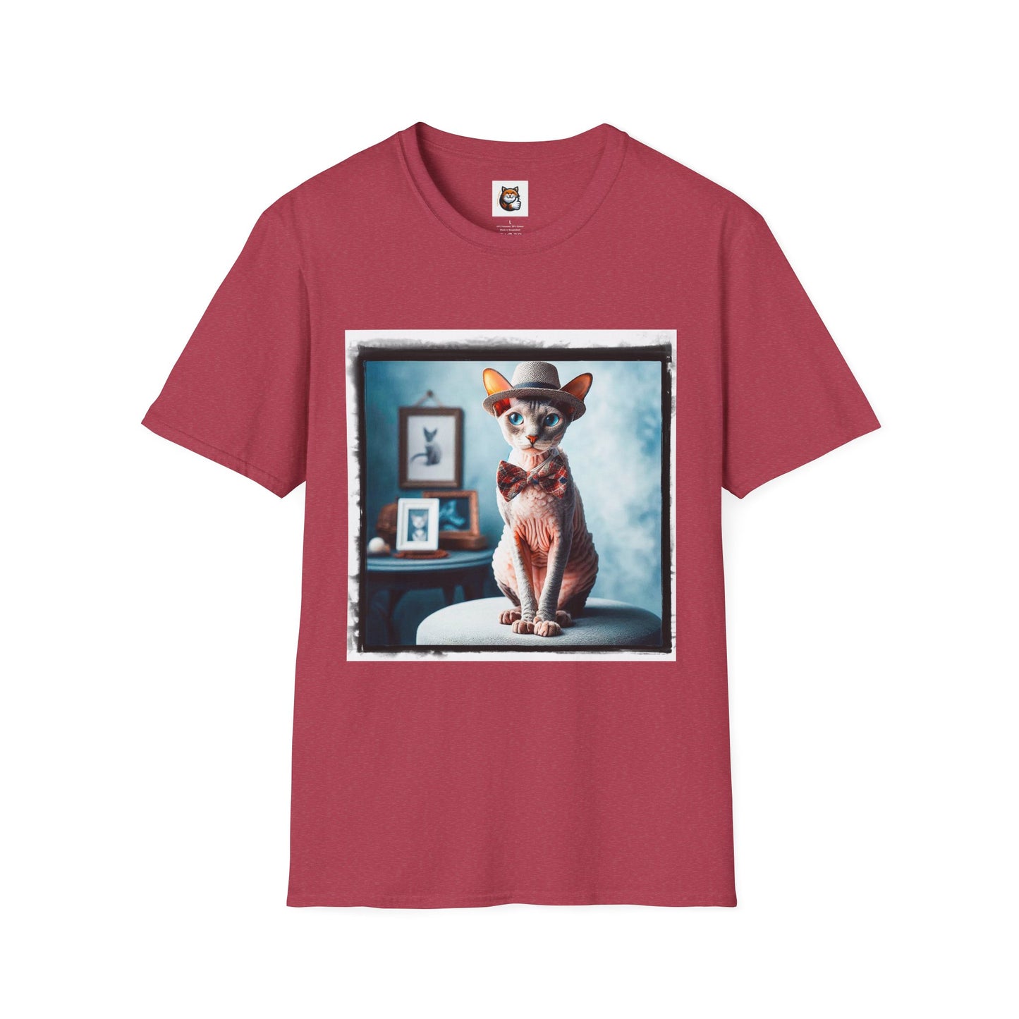 Cornish Rex Cat hat and bow tie Softstyle T-Shirt