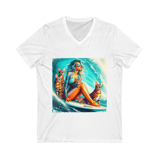 Bengal waves  Short Sleeve V-Neck Tee