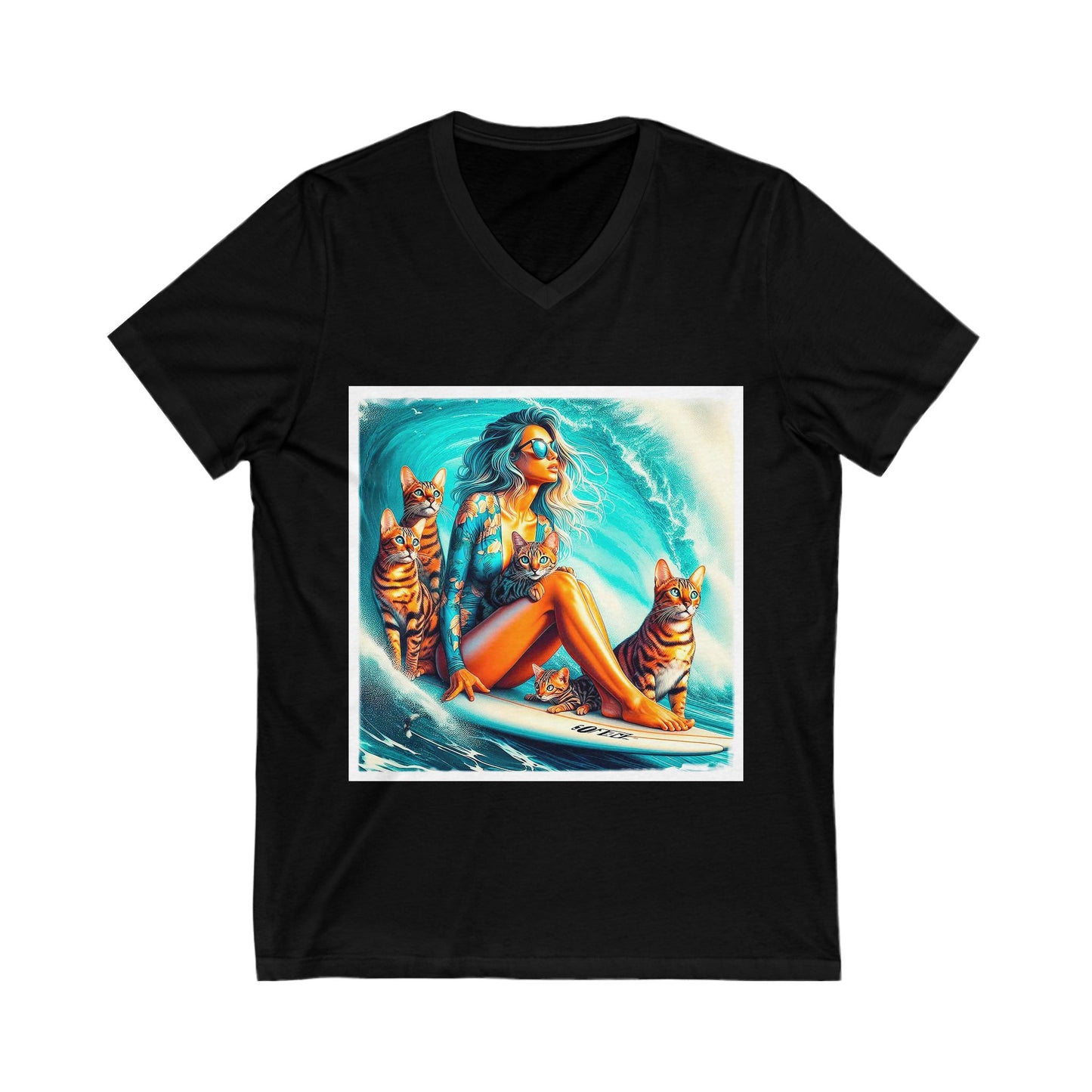 Bengal waves  Short Sleeve V-Neck Tee