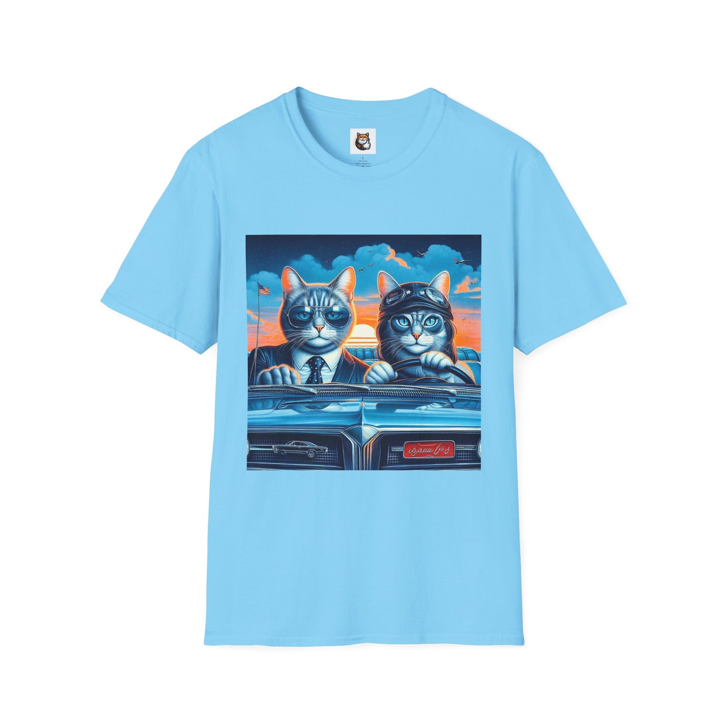 Wacky Russian Blue Cat cute couple driving  T-Shirt