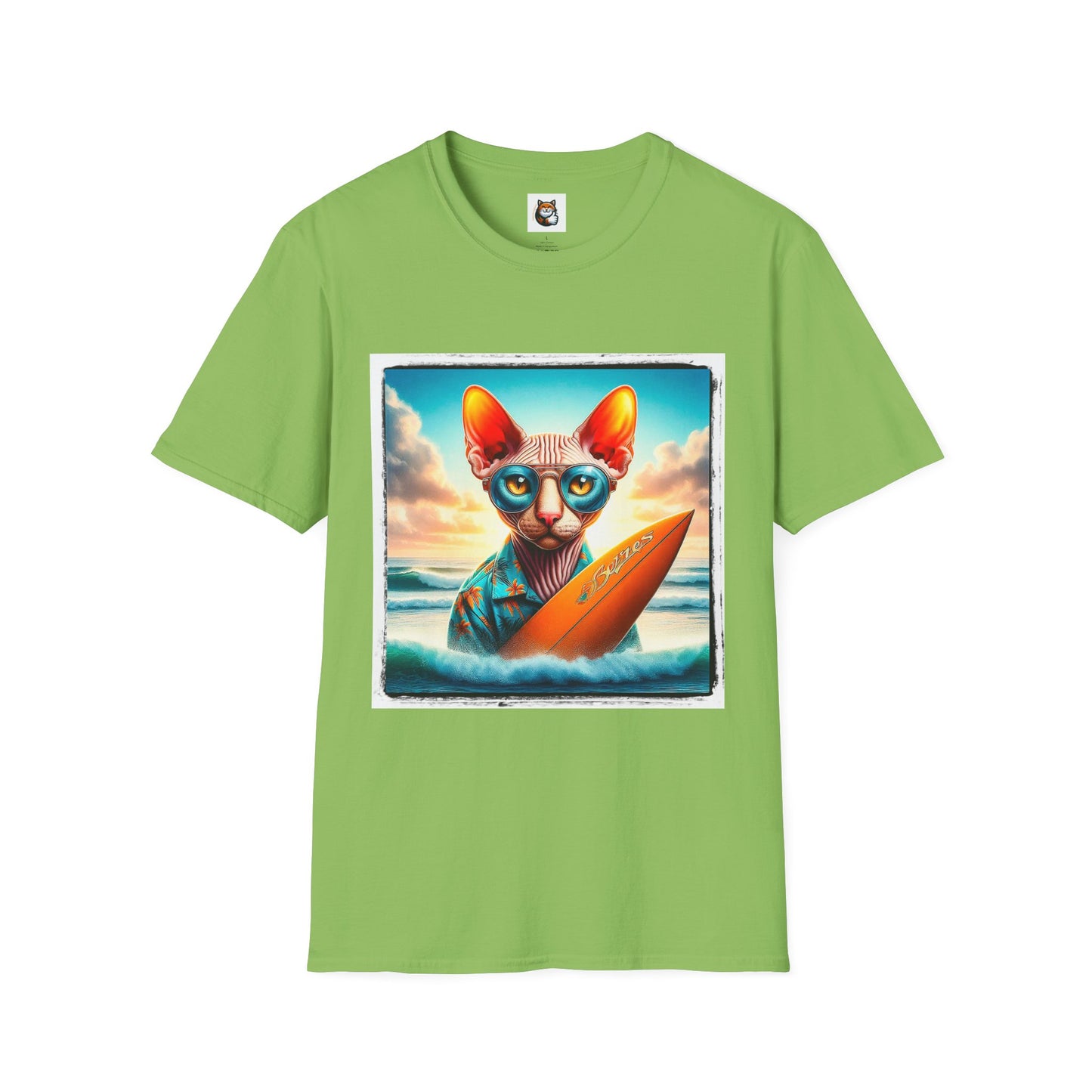 Cornish Rex Cat beach surfer  T-Shirt