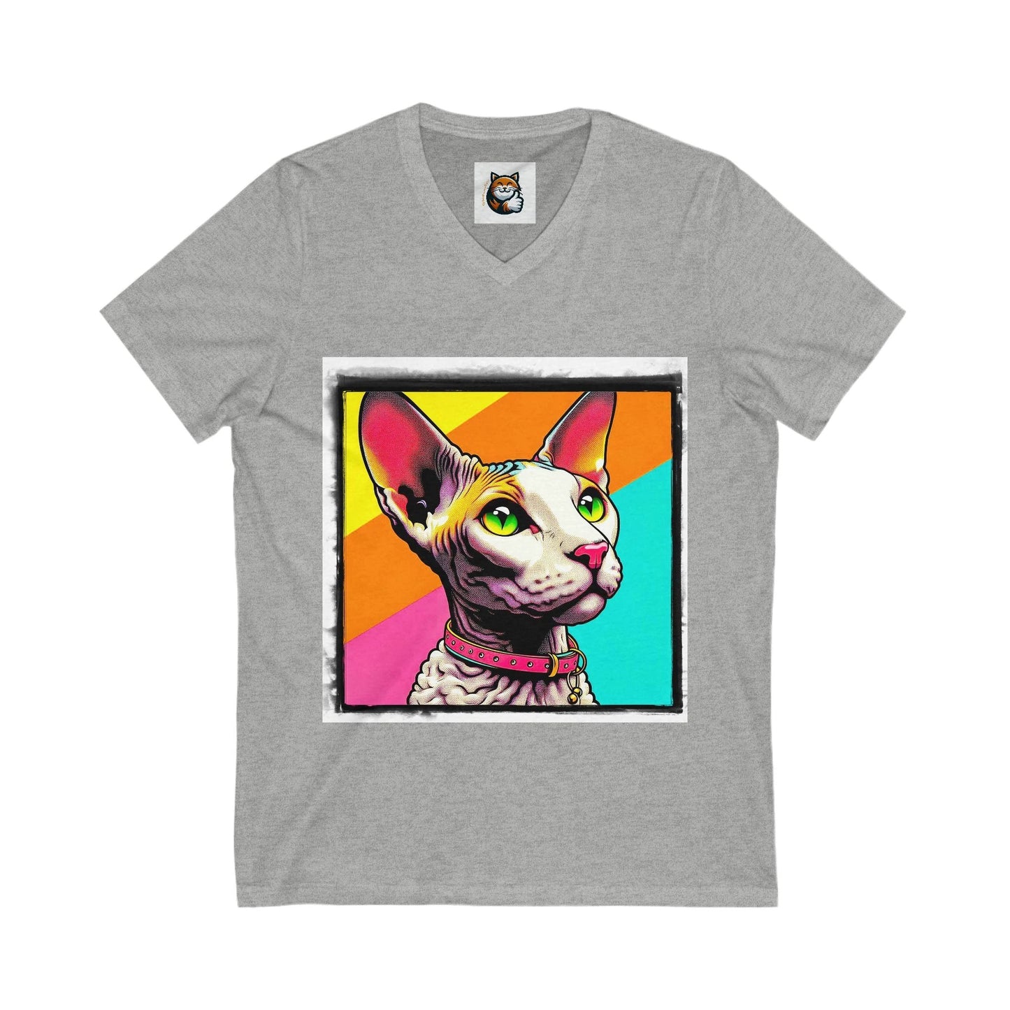 Cornish Rex Cat Unisex Jersey Short Sleeve V-Neck Tee by Printify