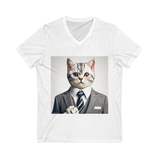 American Shorthair business professionals Jersey Short Sleeve V-Neck Tee