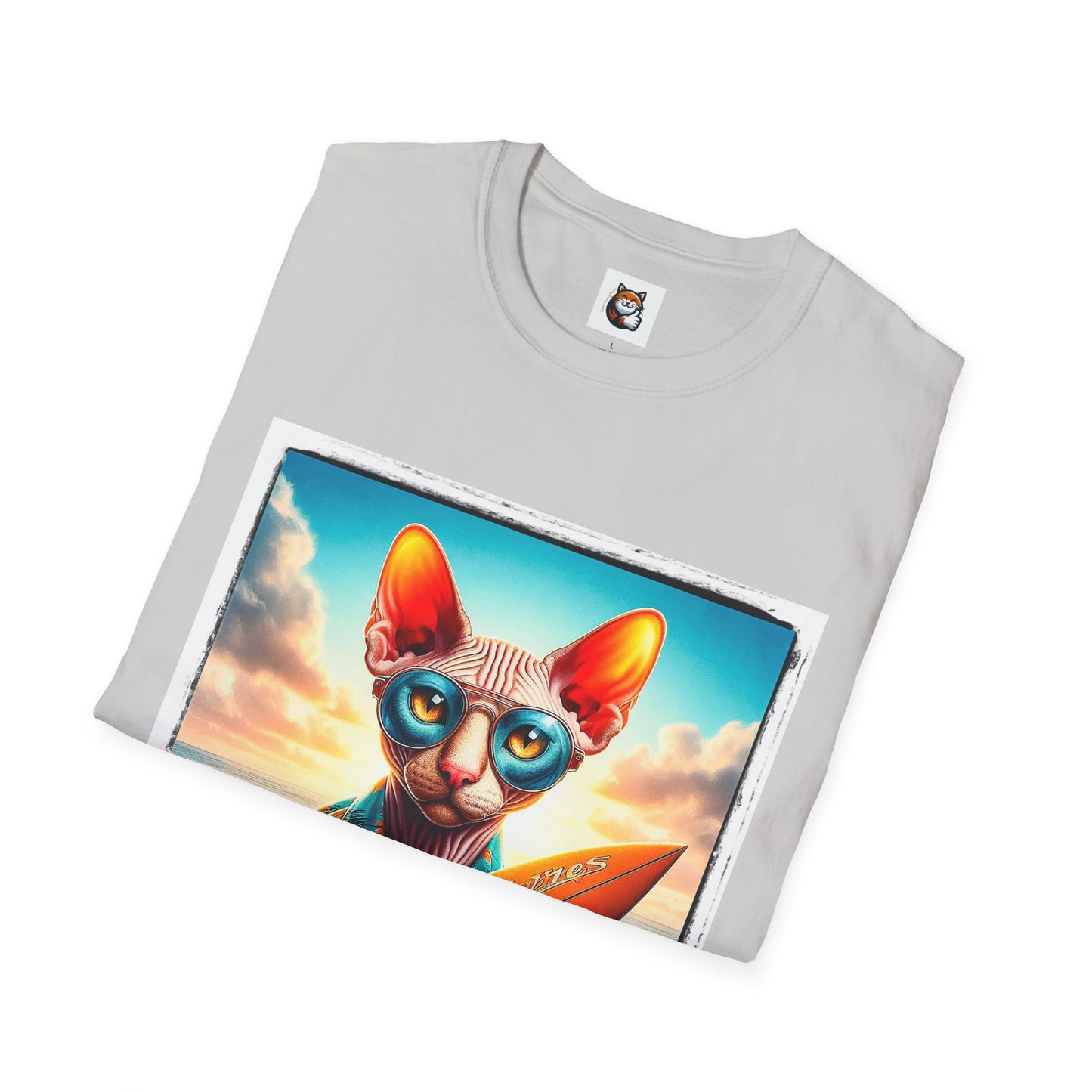 Cornish Rex Cat beach surfer  T-Shirt