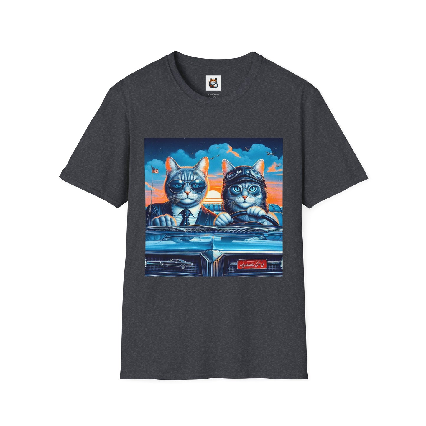 Wacky Russian Blue Cat cute couple driving  T-Shirt