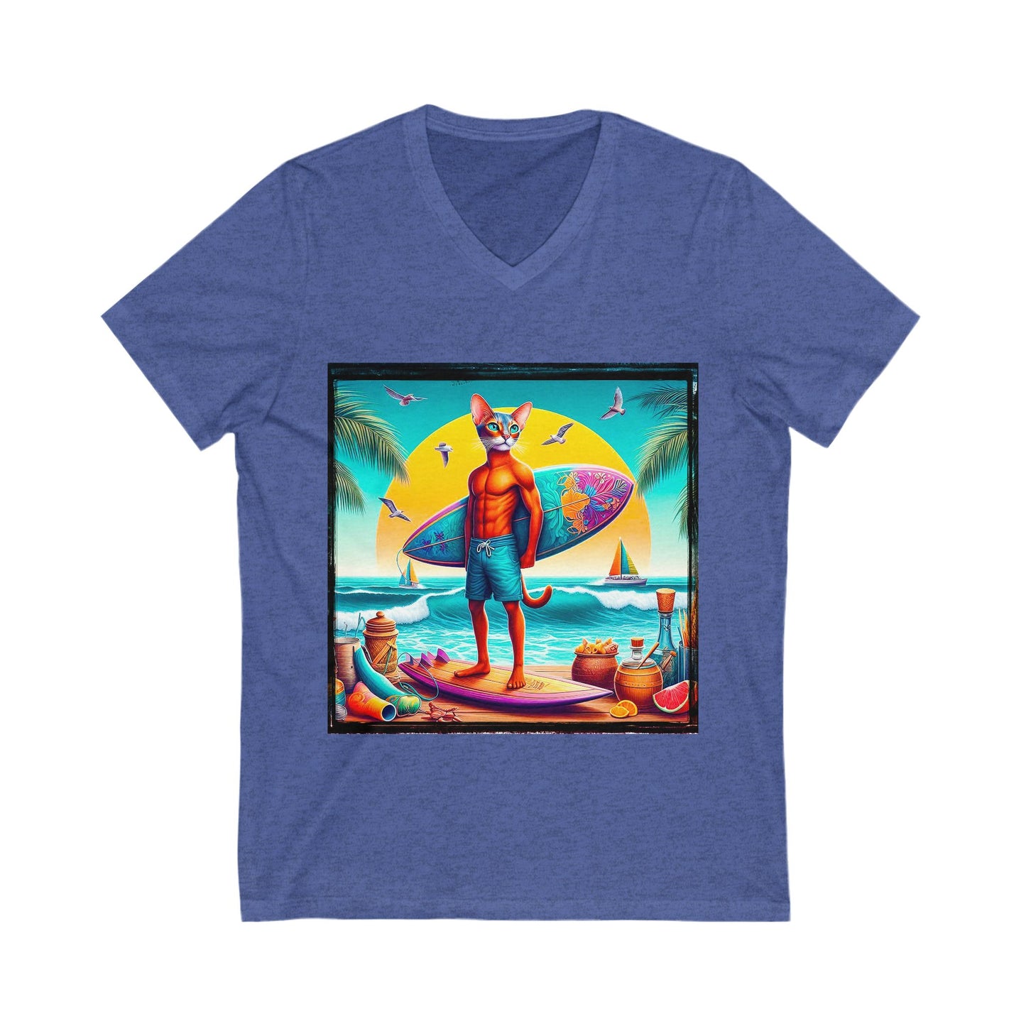 Abyssinian surfing Jersey Short Sleeve V-Neck Tee