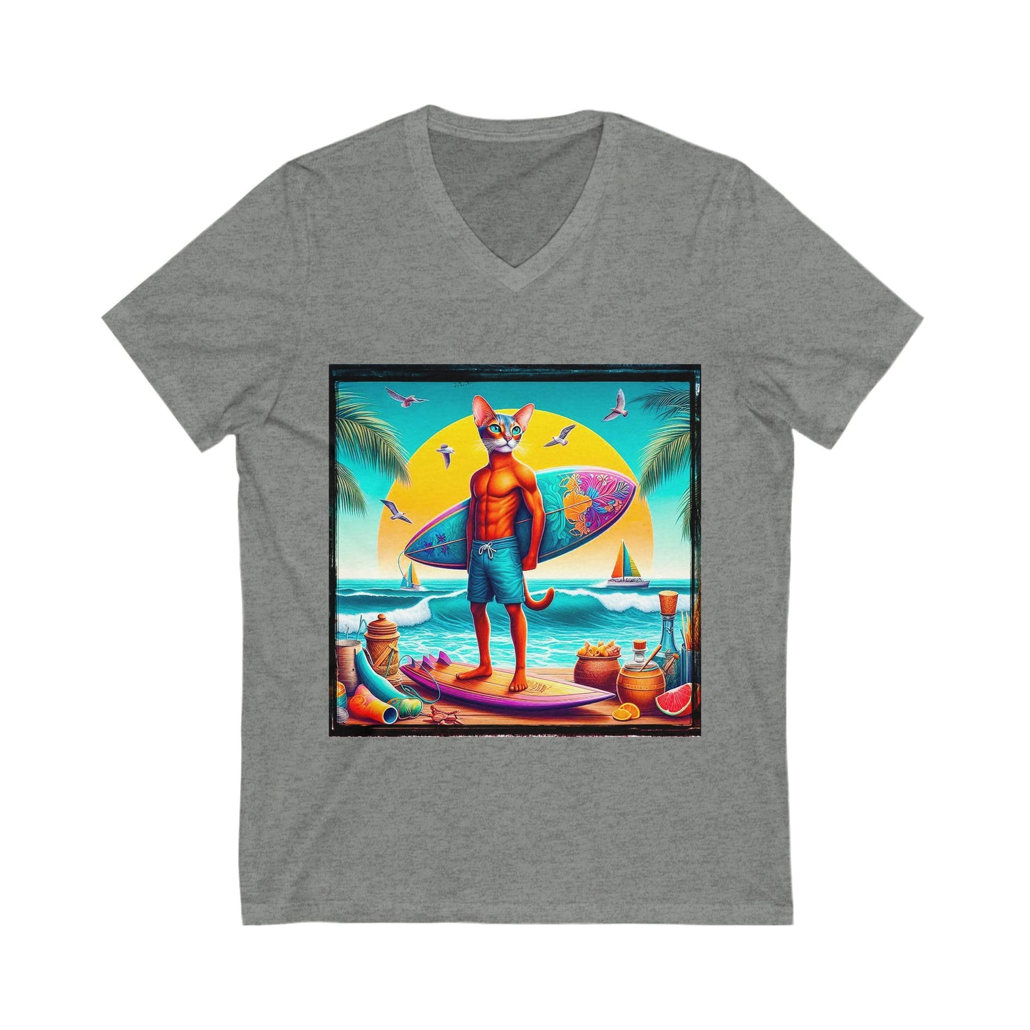 Abyssinian surfing Jersey Short Sleeve V-Neck Tee