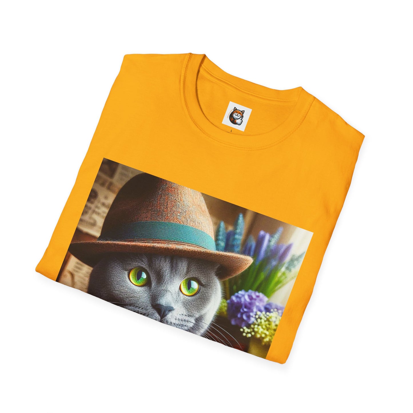 Russian Blue Cat hat and bow tie T-Shirt