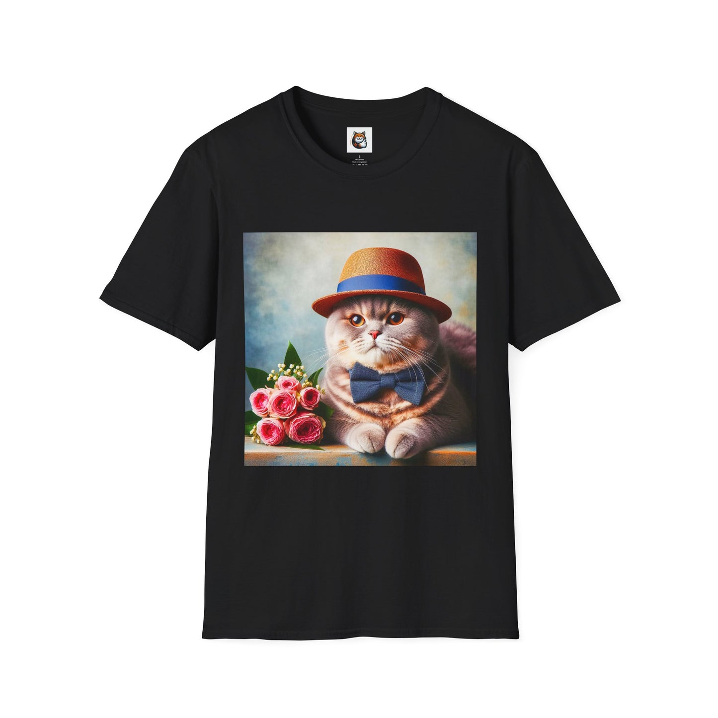 British Shorthair  hat and bow Unisex Softstyle T-Shirt