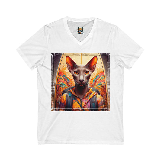 Oriental Shorthair Unisex Jersey Short Sleeve V-Neck Tee
