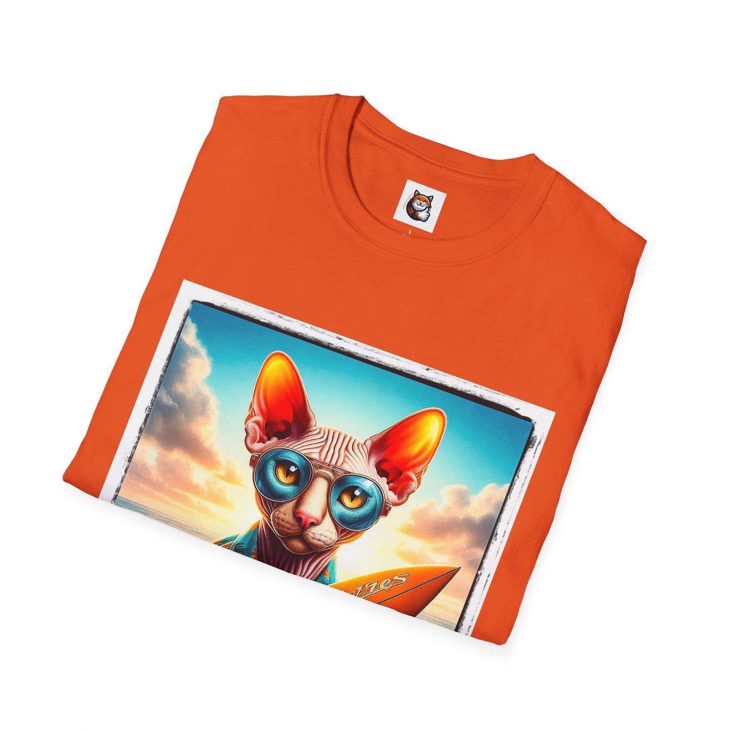 Cornish Rex Cat beach surfer  T-Shirt