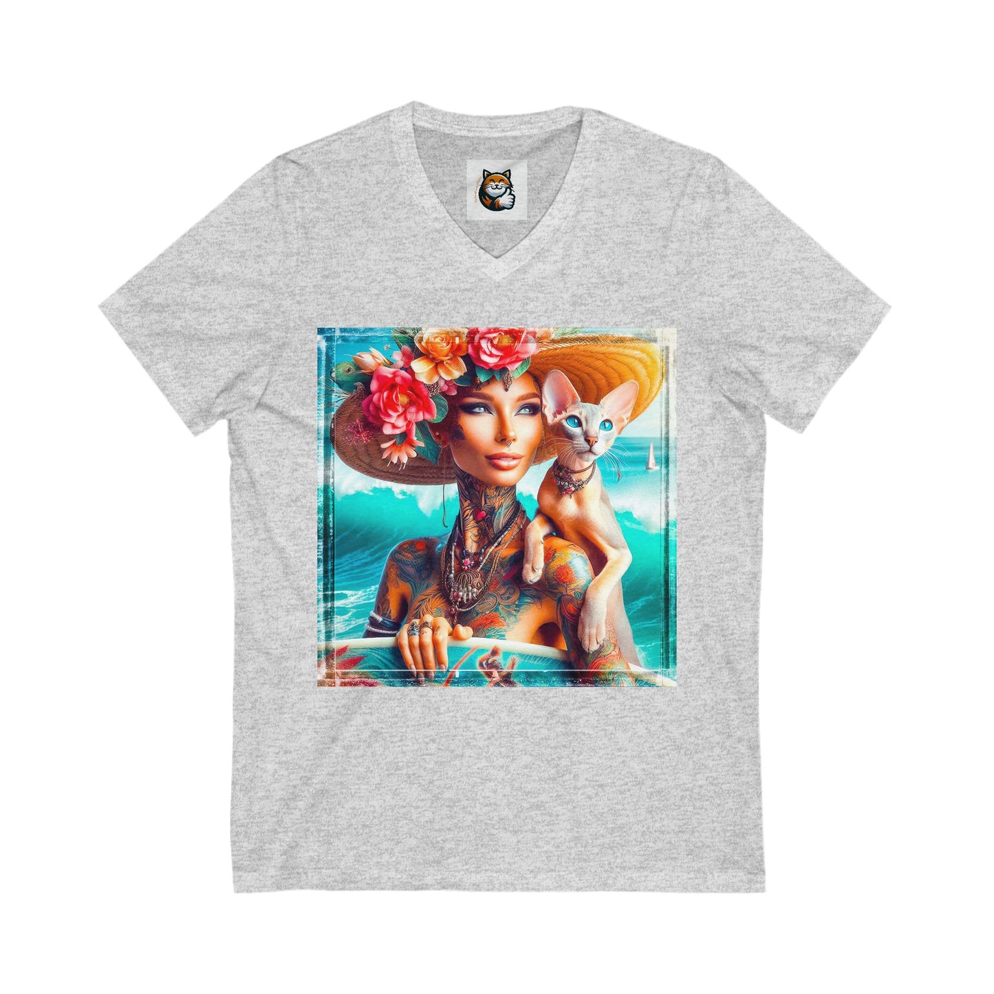 Oriental Shorthair Unisex Jersey Short Sleeve V-Neck Tee
