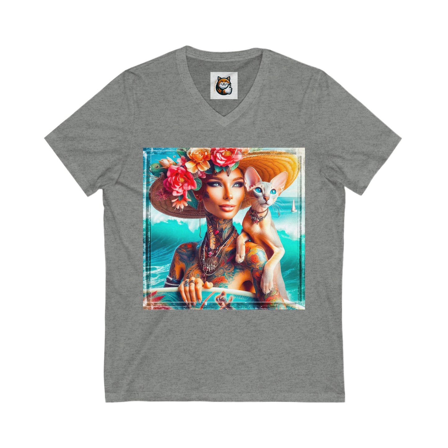 Oriental Shorthair Unisex Jersey Short Sleeve V-Neck Tee