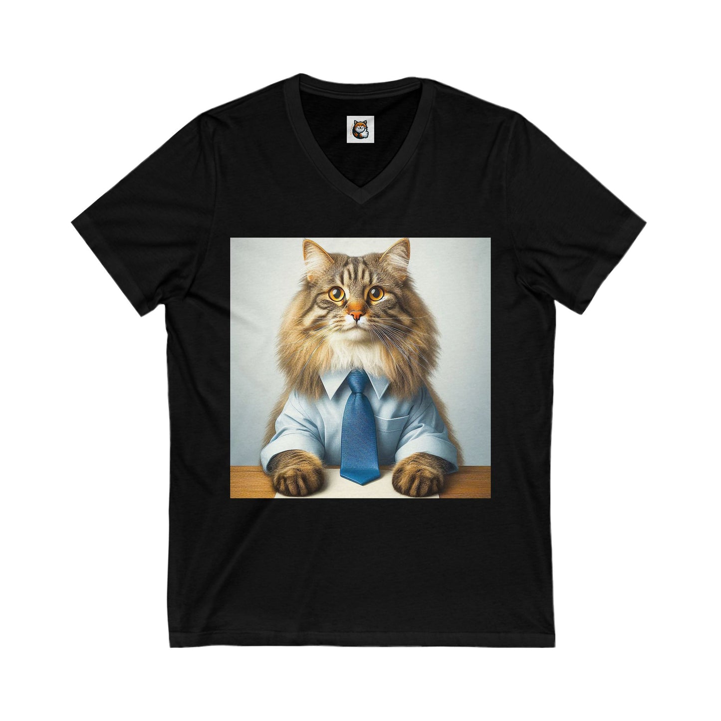 Norwegian Forest Cat Unisex Jersey Short Sleeve V-Neck Tee