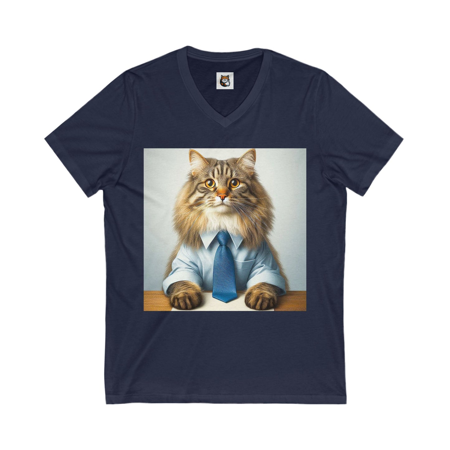 Norwegian Forest Cat Unisex Jersey Short Sleeve V-Neck Tee