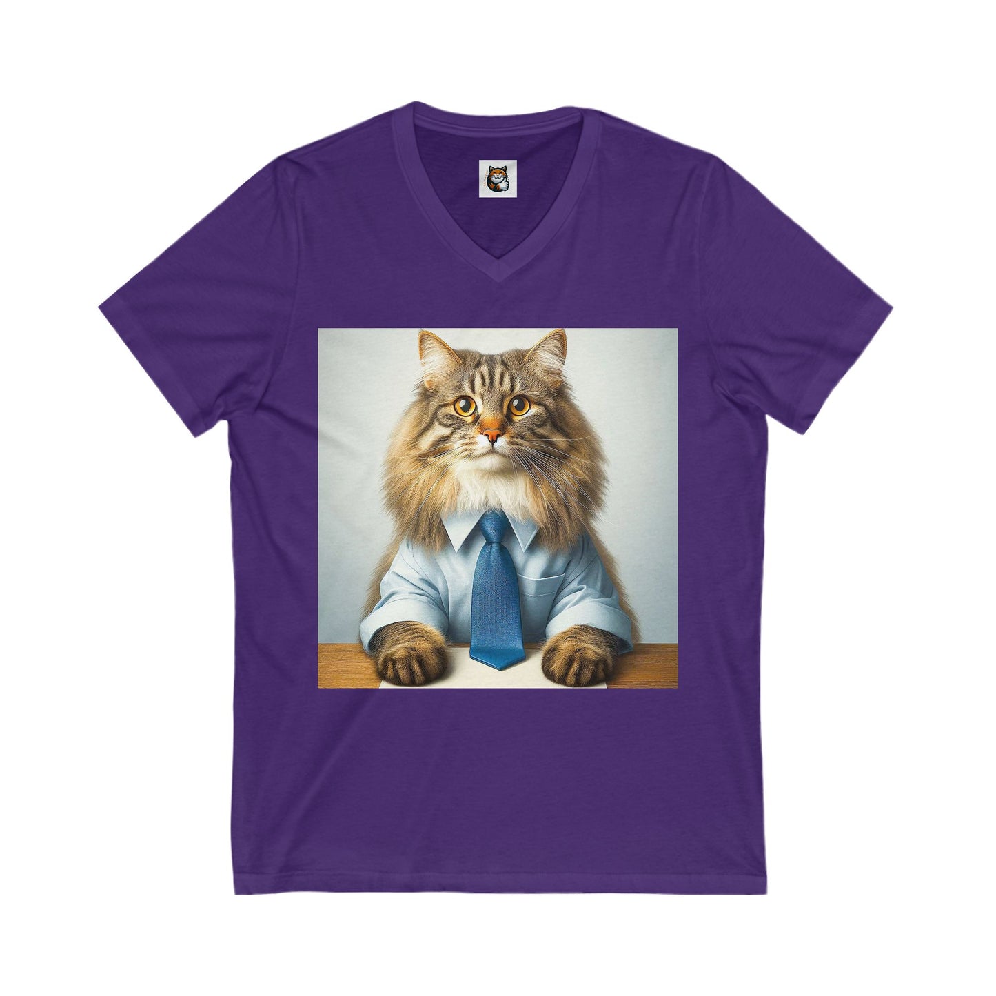 Norwegian Forest Cat Unisex Jersey Short Sleeve V-Neck Tee