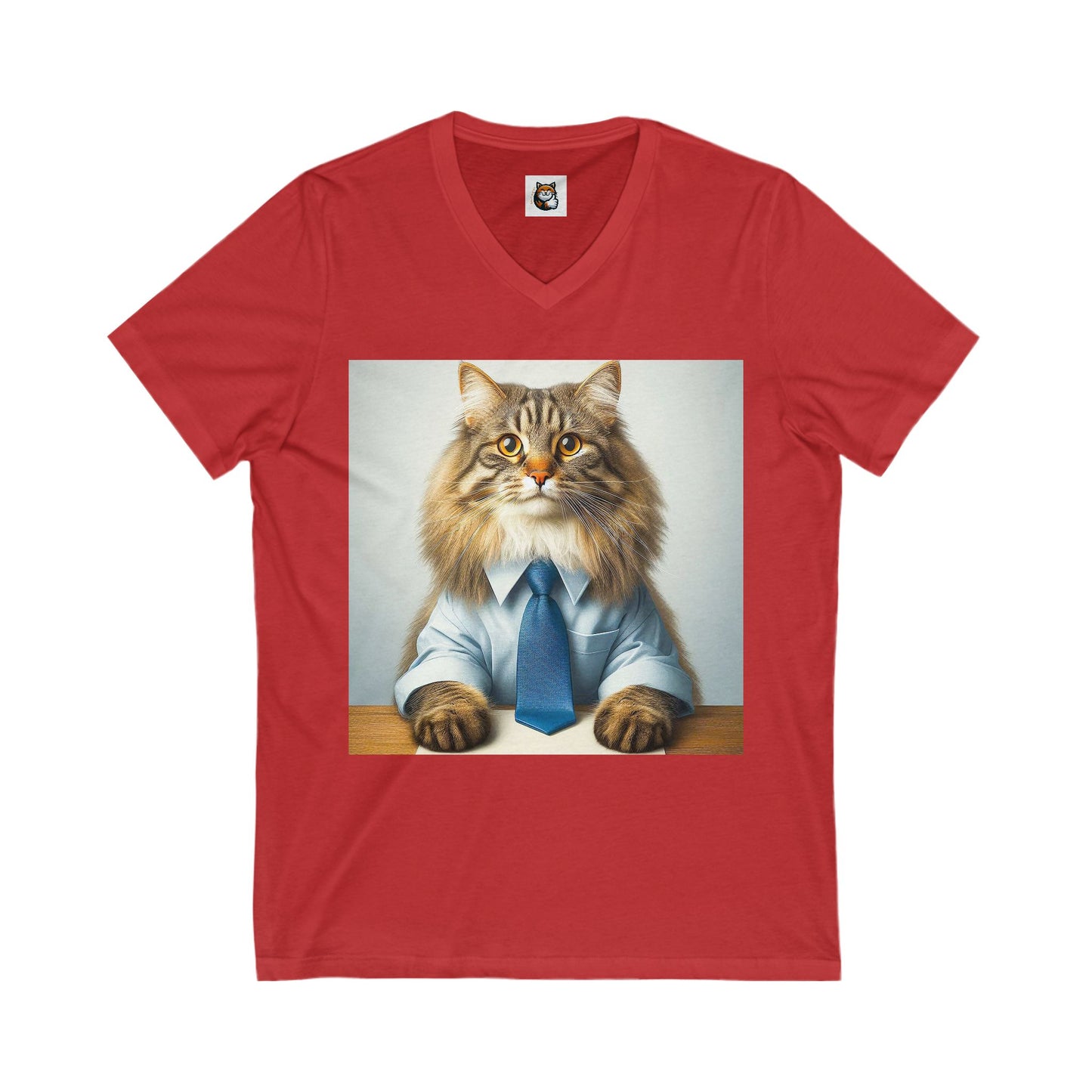 Norwegian Forest Cat Unisex Jersey Short Sleeve V-Neck Tee