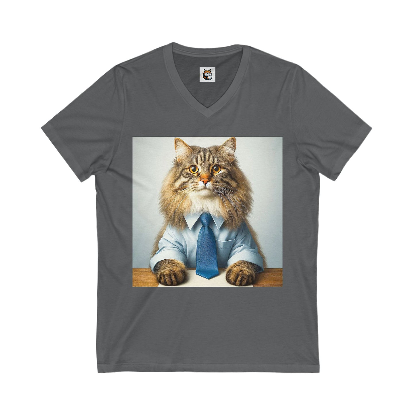 Norwegian Forest Cat Unisex Jersey Short Sleeve V-Neck Tee