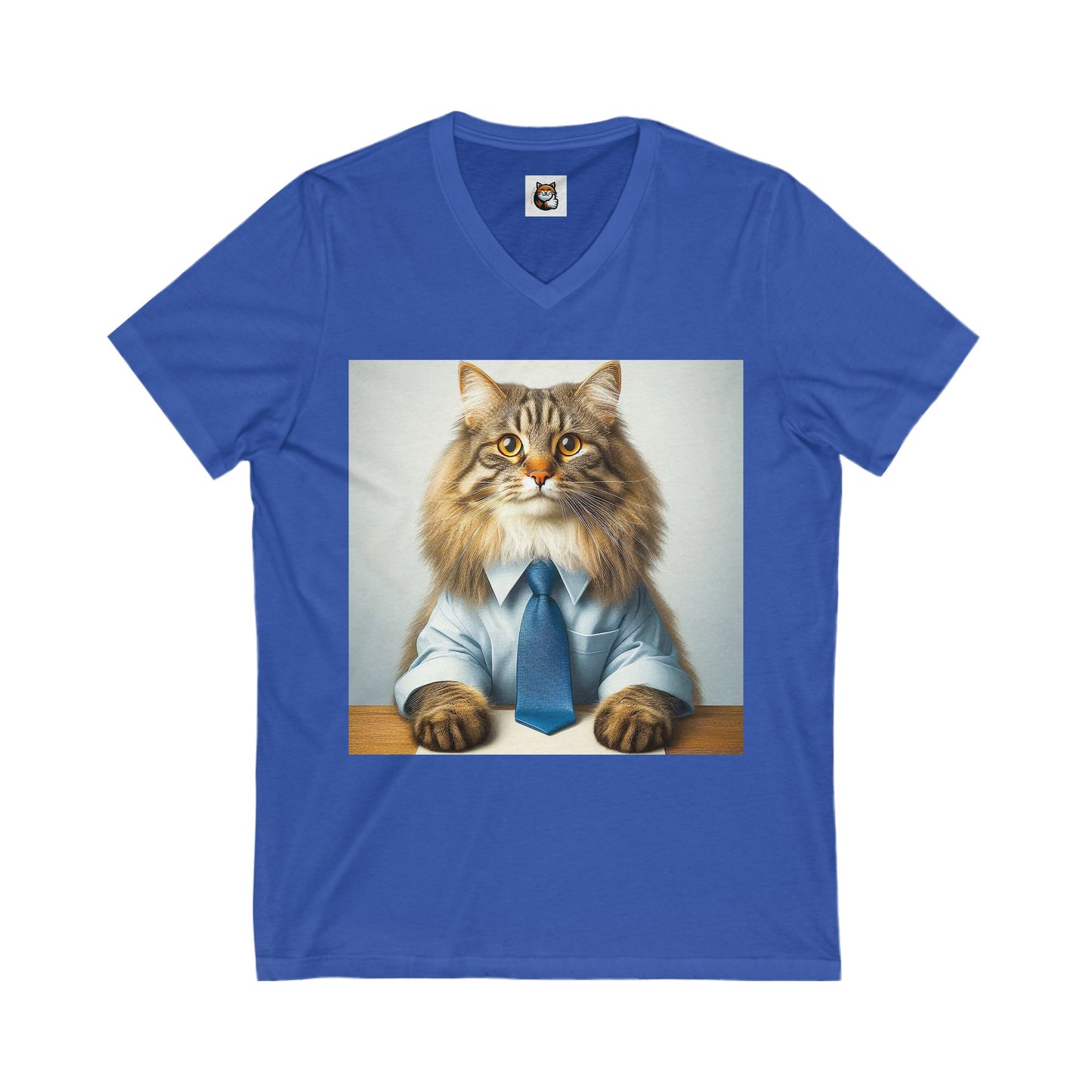 Norwegian Forest Cat Unisex Jersey Short Sleeve V-Neck Tee