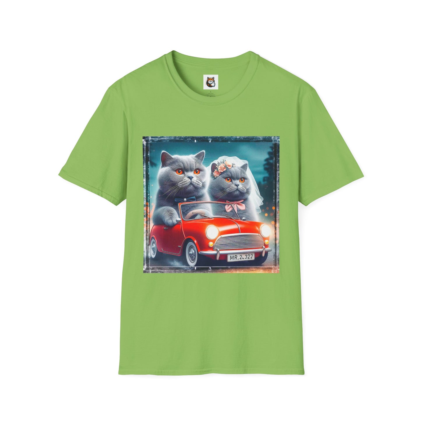 Wacky British Shorthair tiny red car Softstyle T-Shirt