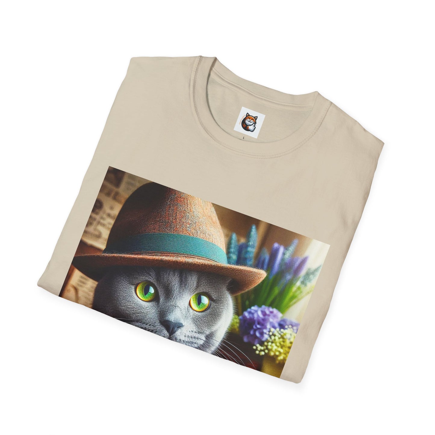Russian Blue Cat hat and bow tie T-Shirt