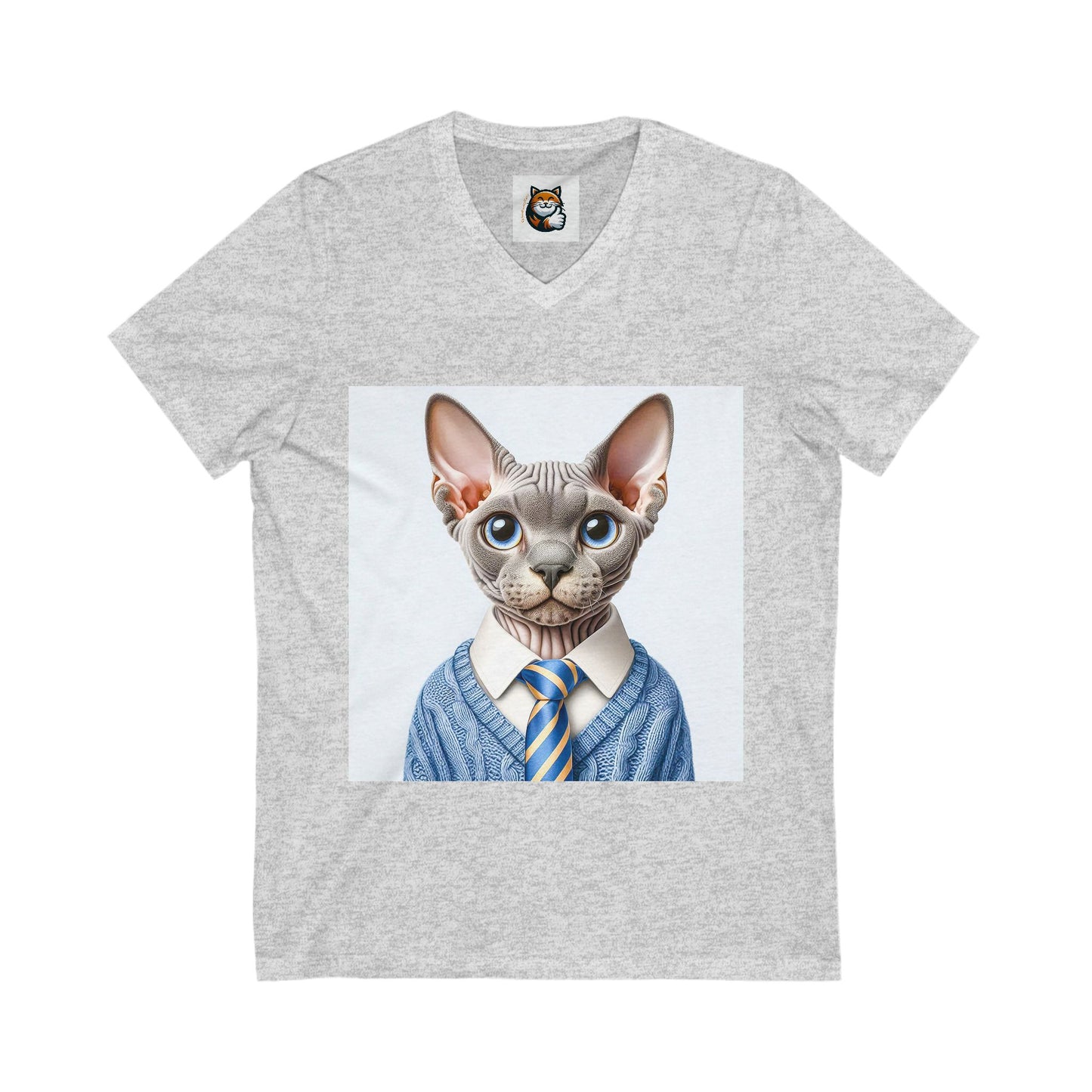 Devon Rex suit and tie Unisex Jersey Short Sleeve V-Neck Tee
