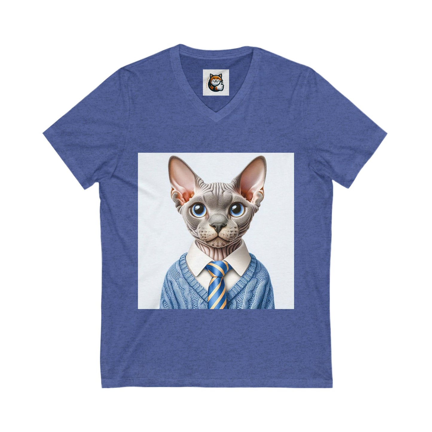 Devon Rex suit and tie Unisex Jersey Short Sleeve V-Neck Tee