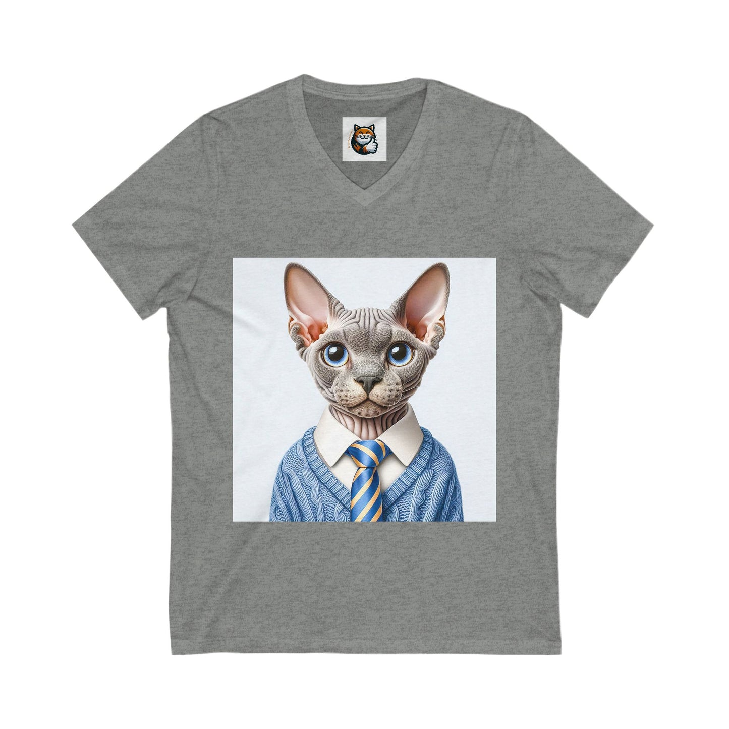 Devon Rex suit and tie Unisex Jersey Short Sleeve V-Neck Tee
