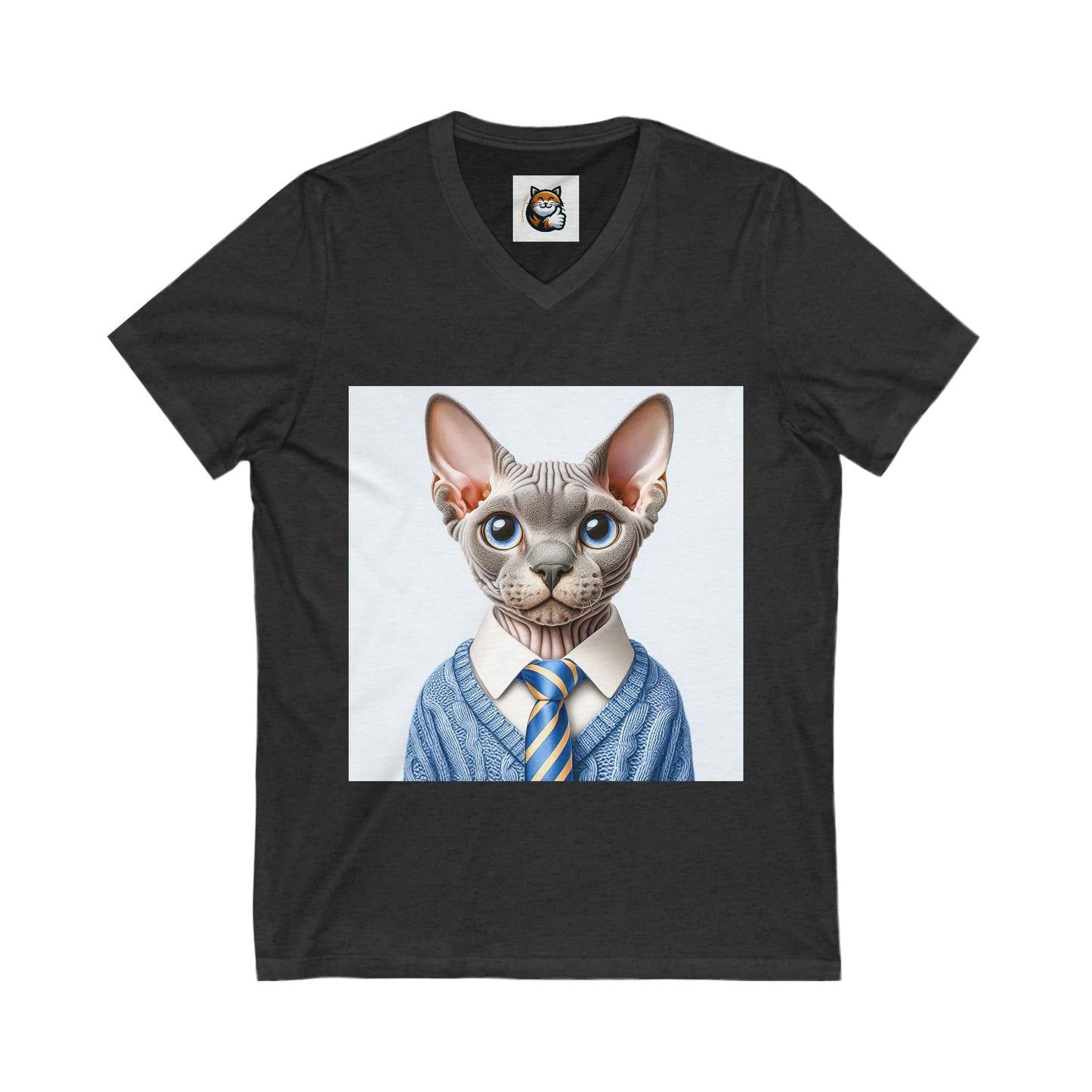 Devon Rex suit and tie Unisex Jersey Short Sleeve V-Neck Tee