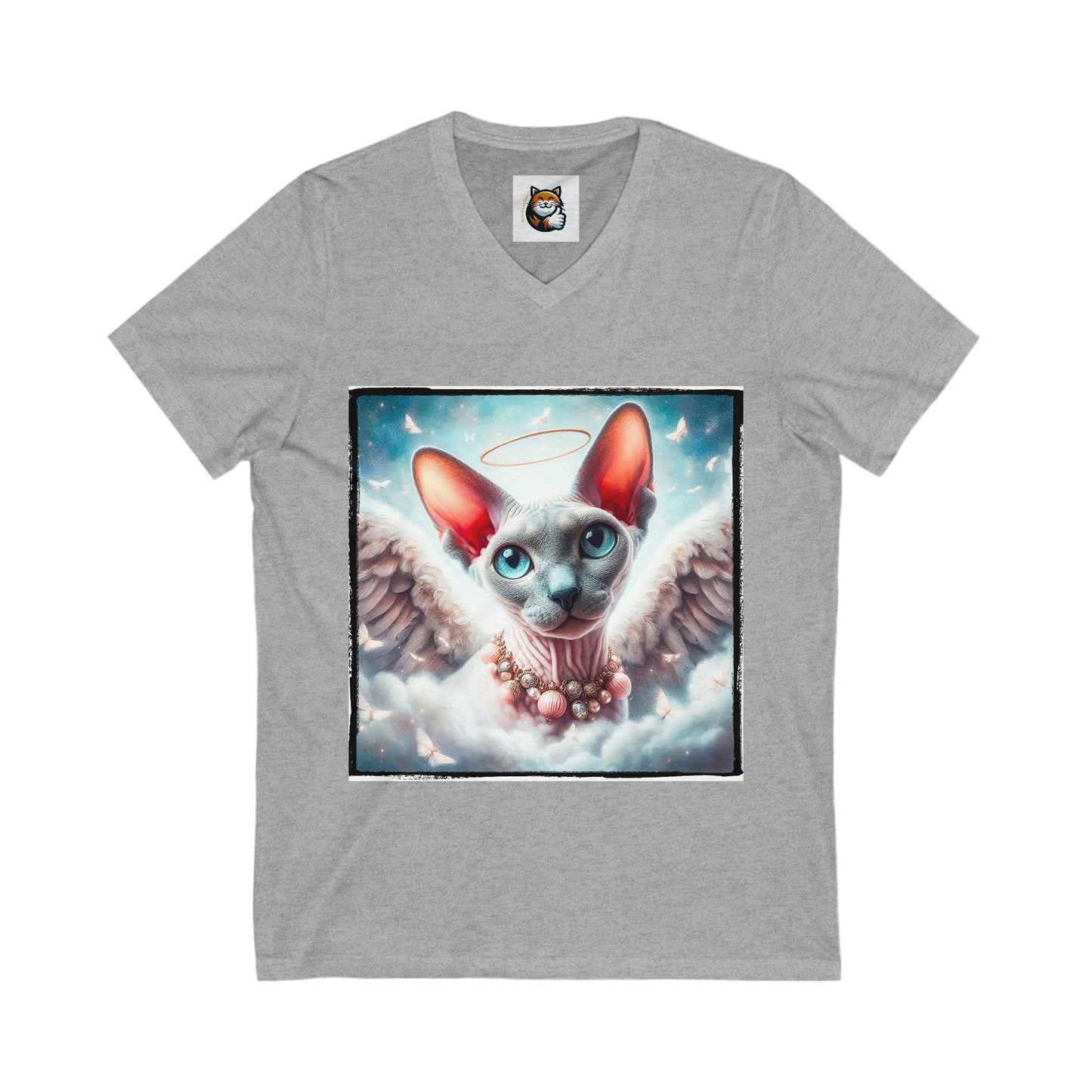 Cornish Rex Cat Unisex Jersey Short Sleeve V-Neck Tee