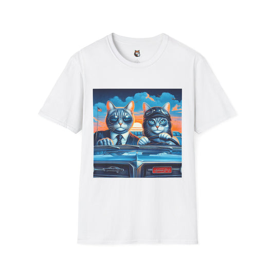 Wacky Russian Blue Cat cute couple driving  T-Shirt
