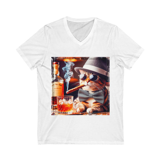 American Shorthair cigars Jersey Short Sleeve V-Neck Tee