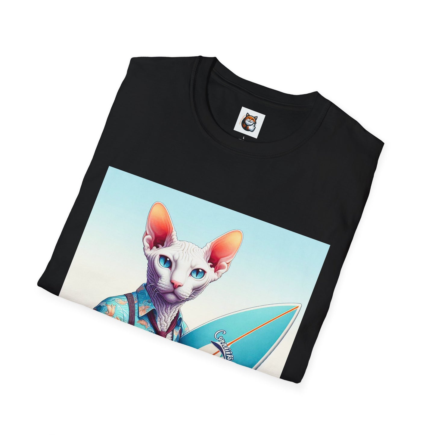 Cornish Rex Cat beach surfer T-Shirt