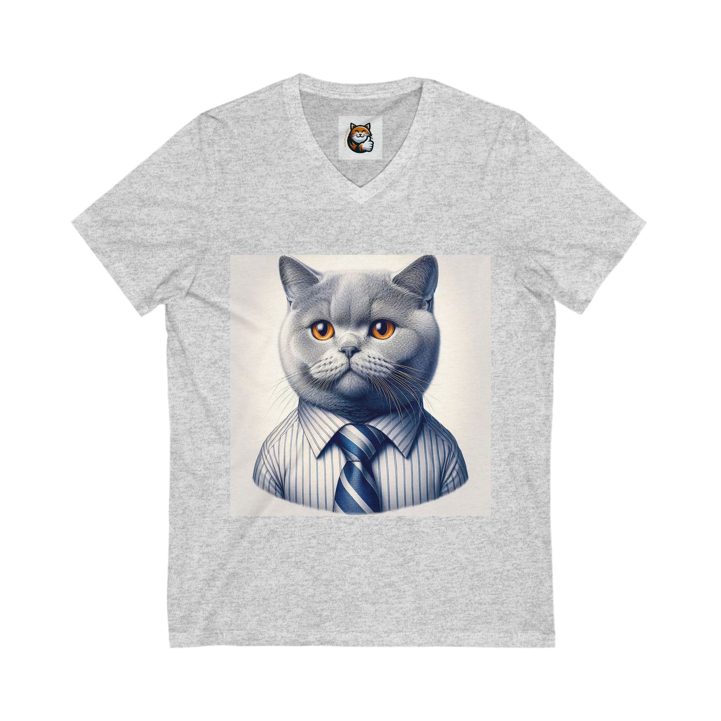 British Shorthair business professional  Unisex Jersey Short Sleeve V-Neck Tee