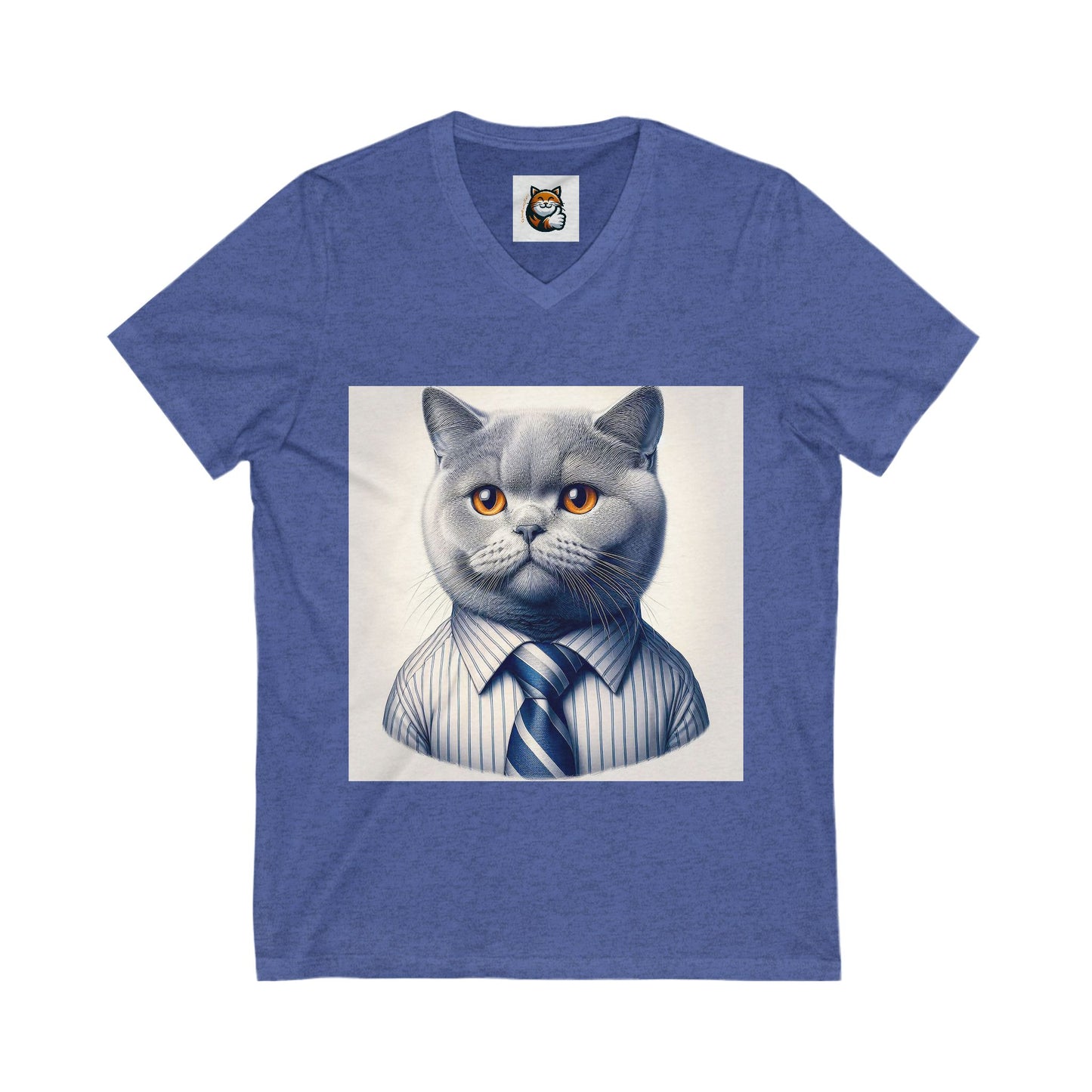 British Shorthair business professional  Unisex Jersey Short Sleeve V-Neck Tee