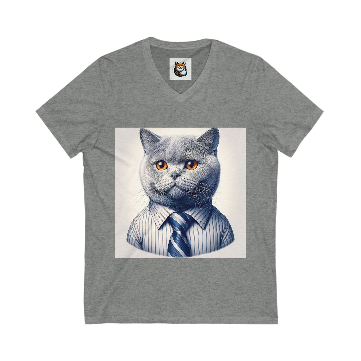 British Shorthair business professional  Unisex Jersey Short Sleeve V-Neck Tee